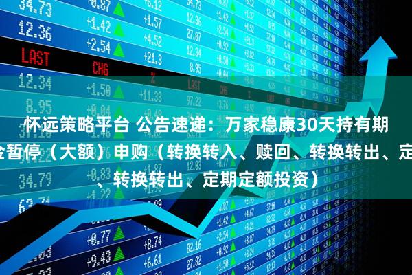 怀远策略平台 公告速递：万家稳康30天持有期债券基金基金暂停（大额）申购（转换转入、赎回、转换转出、定期定额投资）