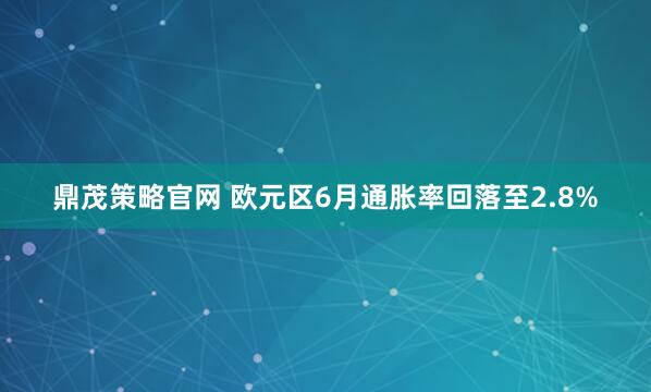 鼎茂策略官网 欧元区6月通胀率回落至2.8%